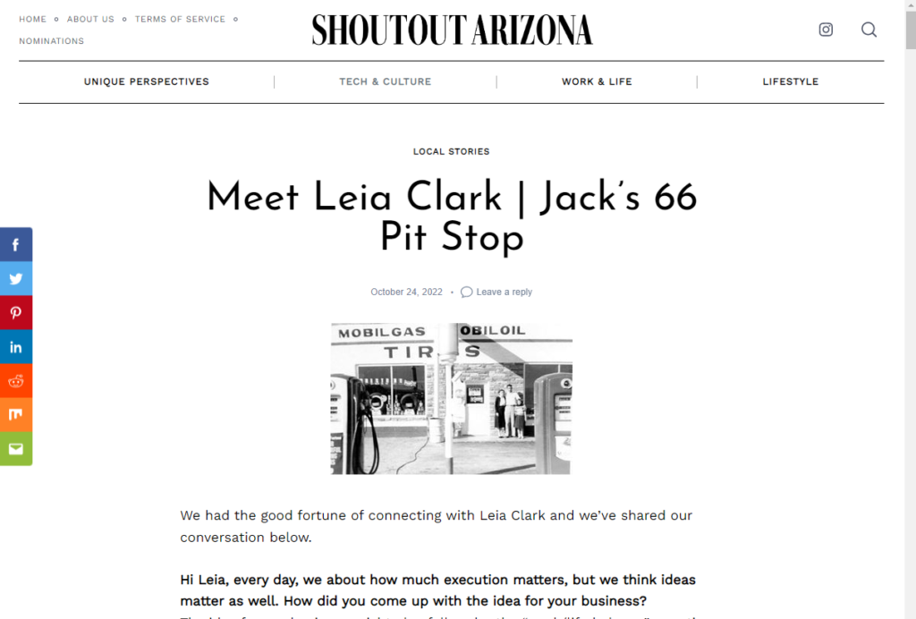 Leia Clark Interview - Jack's 66 Pit Stop