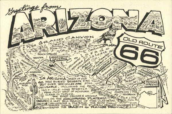 Bob Waldmire Arizona Old Route 66 Postcard